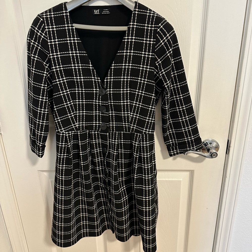 Zara Black and White Plaid Dress